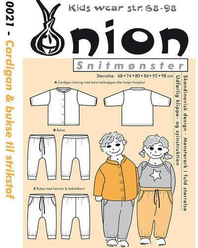 Cardigan & bukser til strikstof, str. 68-98 - Onion kids wear 10021