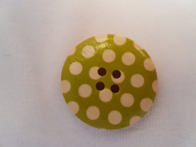 Træknap - Limegrøn med hvide prikker, Ø 30 mm -