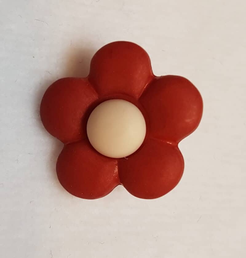 Blomster øjeknap rød, Ø 16 mm -