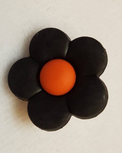 Blomster øjeknap sort, Ø 16 mm