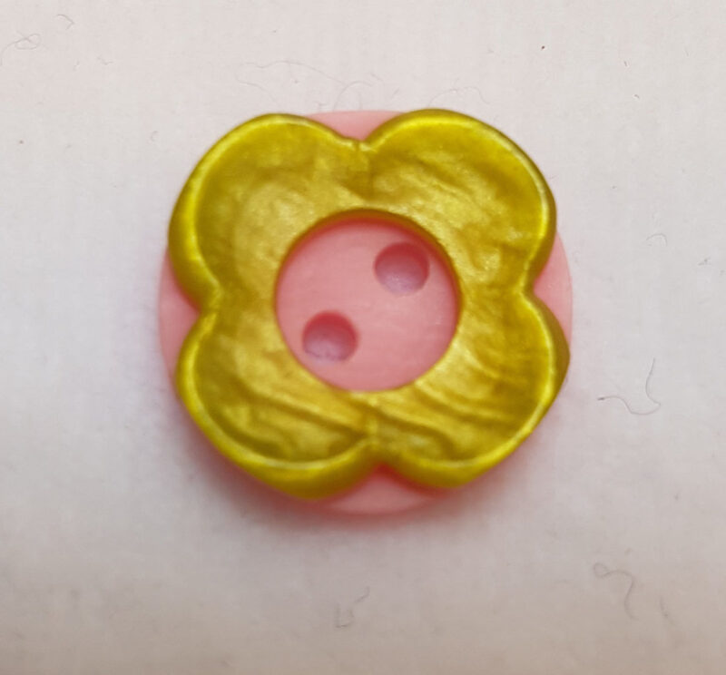Tofarvet blomst lime/lyserød, Ø 15 mm -