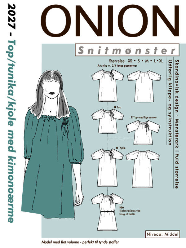 Onion top/tunika/kjole med kimonoærmer, str. XS-XL - Onion 2027 - Onion