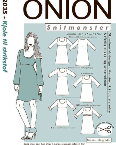 Onion kjole til strikstof, str. XS-XL - Onion 2035