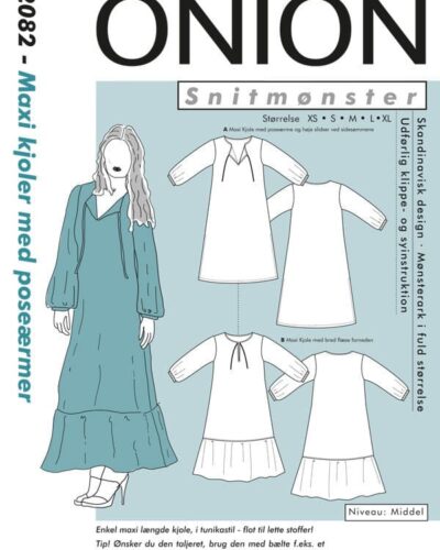 Maxi kjoler med poseærmer, str.XS-XL - Onion 2082