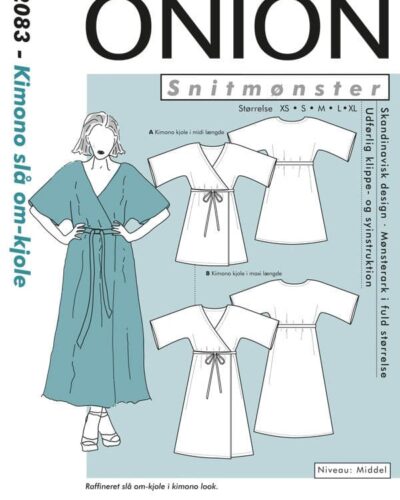 Kimono slå om-kjole, str.XS-XL - Onion 2083