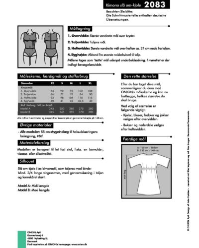 Kimono slå om-kjole, str.XS-XL - Onion 2083