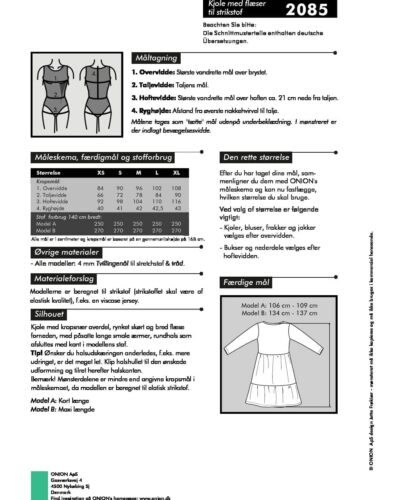 Kjole med flæser til strikstof, str.XS-XL - Onion 2085