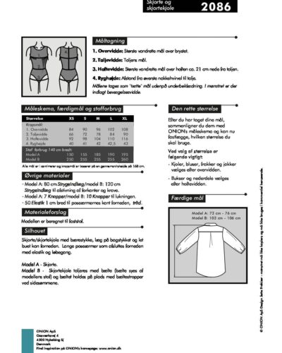 Skjorte og skjortekjole, str.XS-XL - Onion 2086