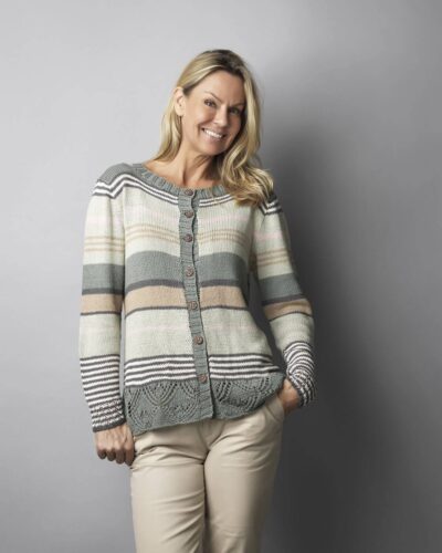 Cardigan med blonder og striber, 2909 - Bamboo Jazz