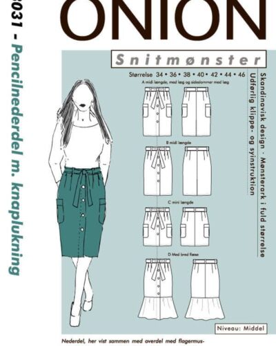 Pencilnederdel med knaplukning, str. 34-46 - Onion 3031