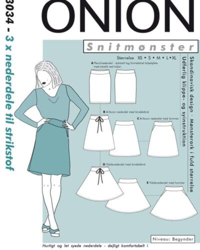 3 x nederdele til strikstof, str. XS-XL - Onion 3034