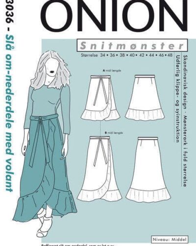 Slå om-nederdel med volant, str. 34-48 - Onion 3036
