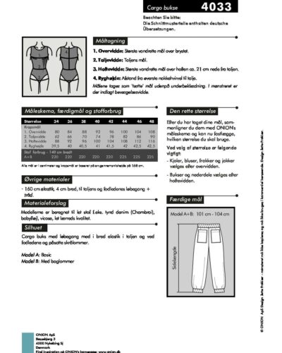 Cargo bukse, str.XS-XL - Onion 4033 9 Cargo bukse, str.XS-XL - Onion 4033