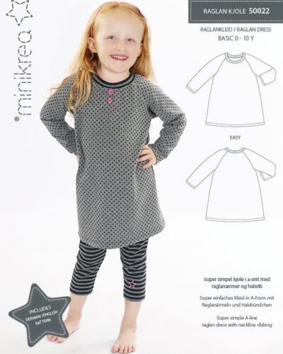 Raglan Kjole, str. 0-10 år - Minikrea 50022