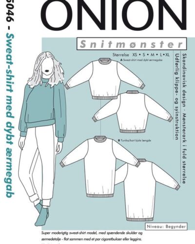 Sweat-shirt med dybt ærmegab, str. XS-XL - Onion 5046