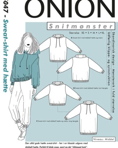 Sweat-shirt med hætte, str.XS-XL - Onion 5047