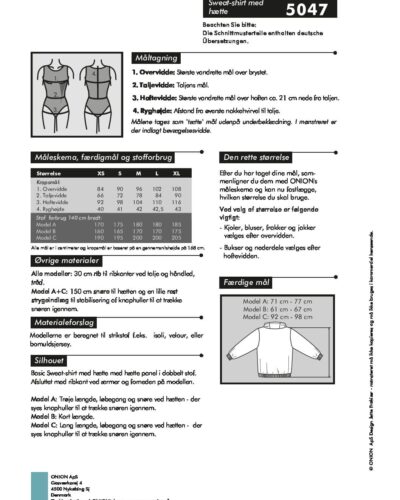 Sweat-shirt med hætte, str.XS-XL - Onion 5047 9 Sweat-shirt med hætte, str.XS-XL - Onion 5047