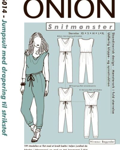 Jumpsuit med drapering til strik, str.XS-XL - Onion 6014