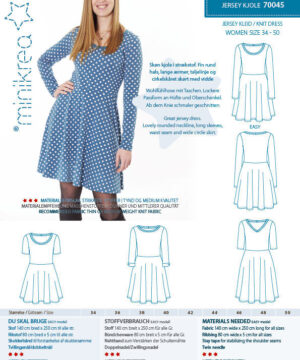 Jersey kjole, str. 34-50 - Minikrea 70045 - Minikrea