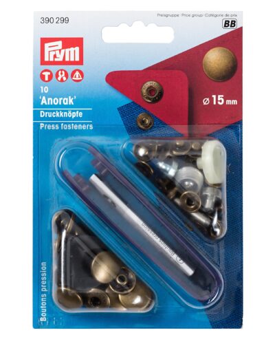 Trykknapper, 10 stk. oxyderet messing -15 mm