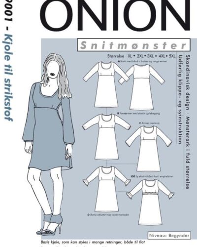 Kjole til strikstof, str. XL-5XL - Onion 9001
