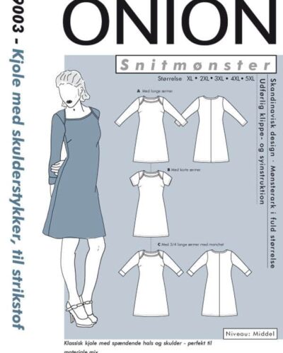 Kjole med skulderstykke, til strikstof - str. XL-5XL - Onion 9003