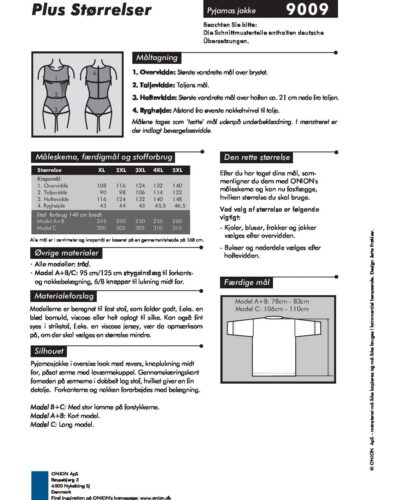 Pyjamas jakke, str. XL-5XL - Onion 9009 11 Pyjamas jakke, str. XL-5XL - Onion 9009