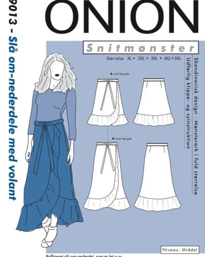 Slå om-nederdele med volant, str XS-5XL - Onion 9013