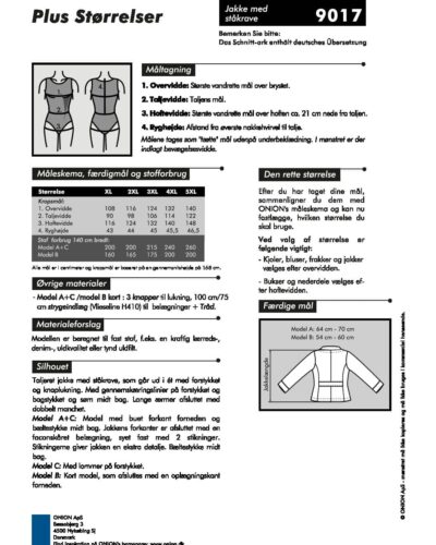 Jakke med ståkrave, str. XL-5XL - Onion 9017