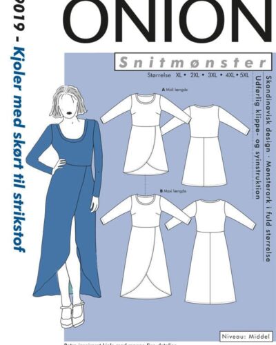 Kjoler med skørt til strikstof, str.Xl-5XL. - Onion 9019