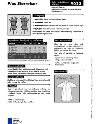 Kjoler med vidde og ståkrave, str.XL - 5XL - Onion 9023