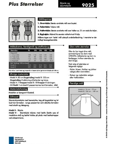 Skjorte og skjortekjole, str.XL-5XL - Onion 9025