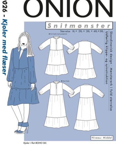 Kjole med flæser, str.XL-5XL - Onion 9026