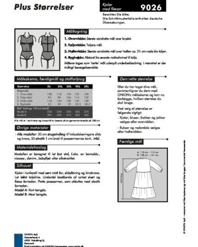 Kjole med flæser, str.XL-5XL - Onion 9026
