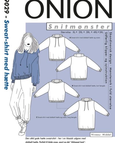 Sweat-shirt med hætte, str.XL-5XL - Onion 9029
