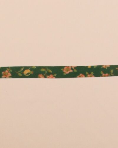20 mm skråbånd - Grøn m. blomst
