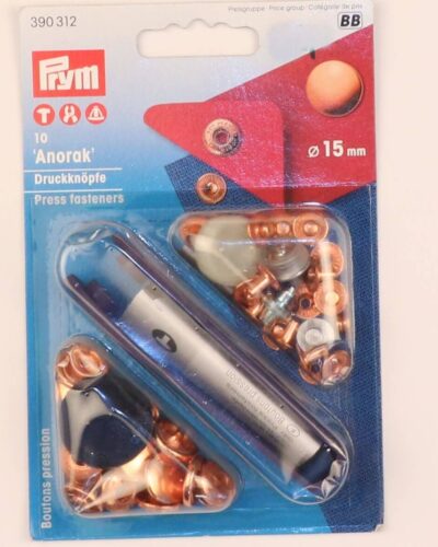 Trykknapper, 10 stk. kobber - 15 mm