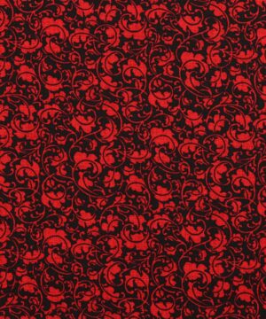 Sort bundfarve med rødt mønster - Patchwork - Info mangler