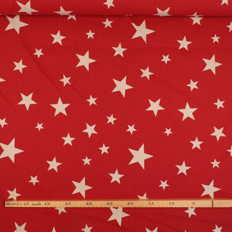 Rød med stjerner, 280 cm bred - Info mangler
