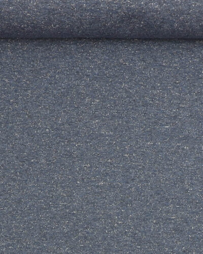 Rib med glimmer - lys denim m. sølv