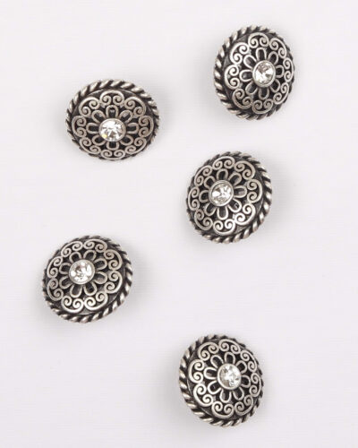 Gammel sølv m. mønster og bling, 18 mm