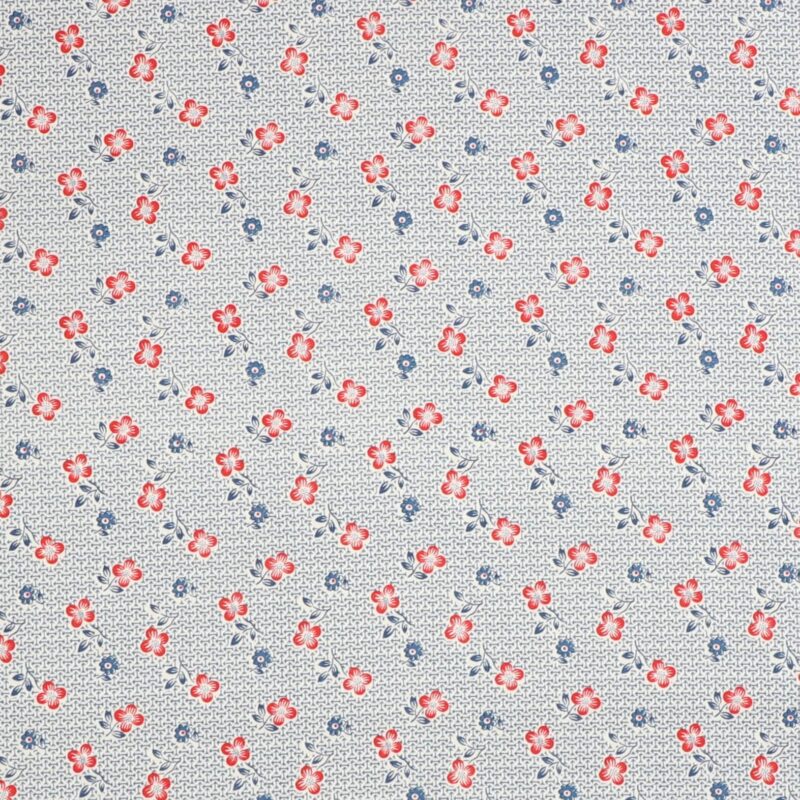 Patchwork - Blå og røde blomster - Info mangler
