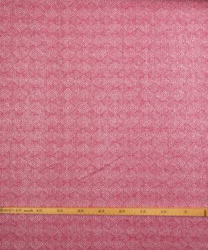 Pink/hvidt småt og stort mønster m. sølvtråd - Bomuld/polyester - Info mangler