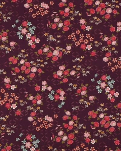 Små blomster på auberginefarvet bund - Patchwork