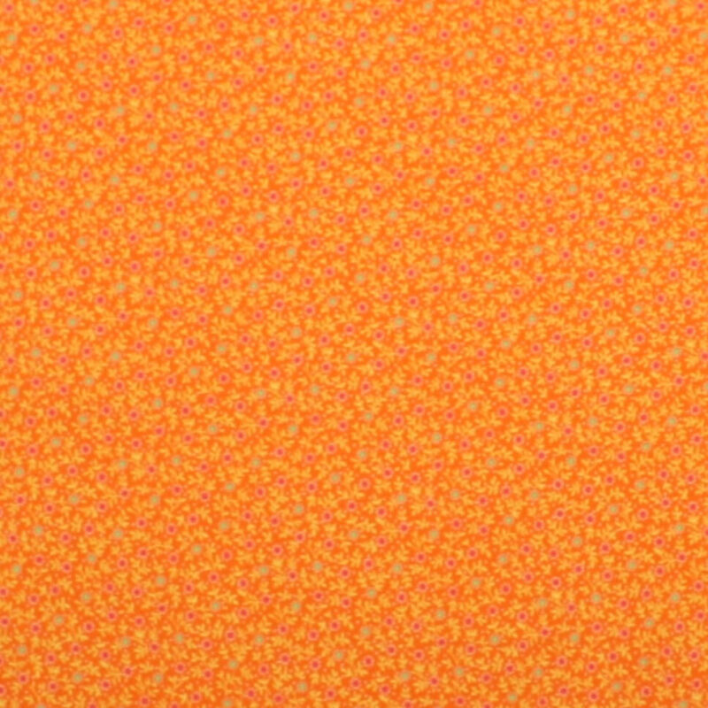 Småblomstret på orange bundfarve - Patchwork - Info mangler