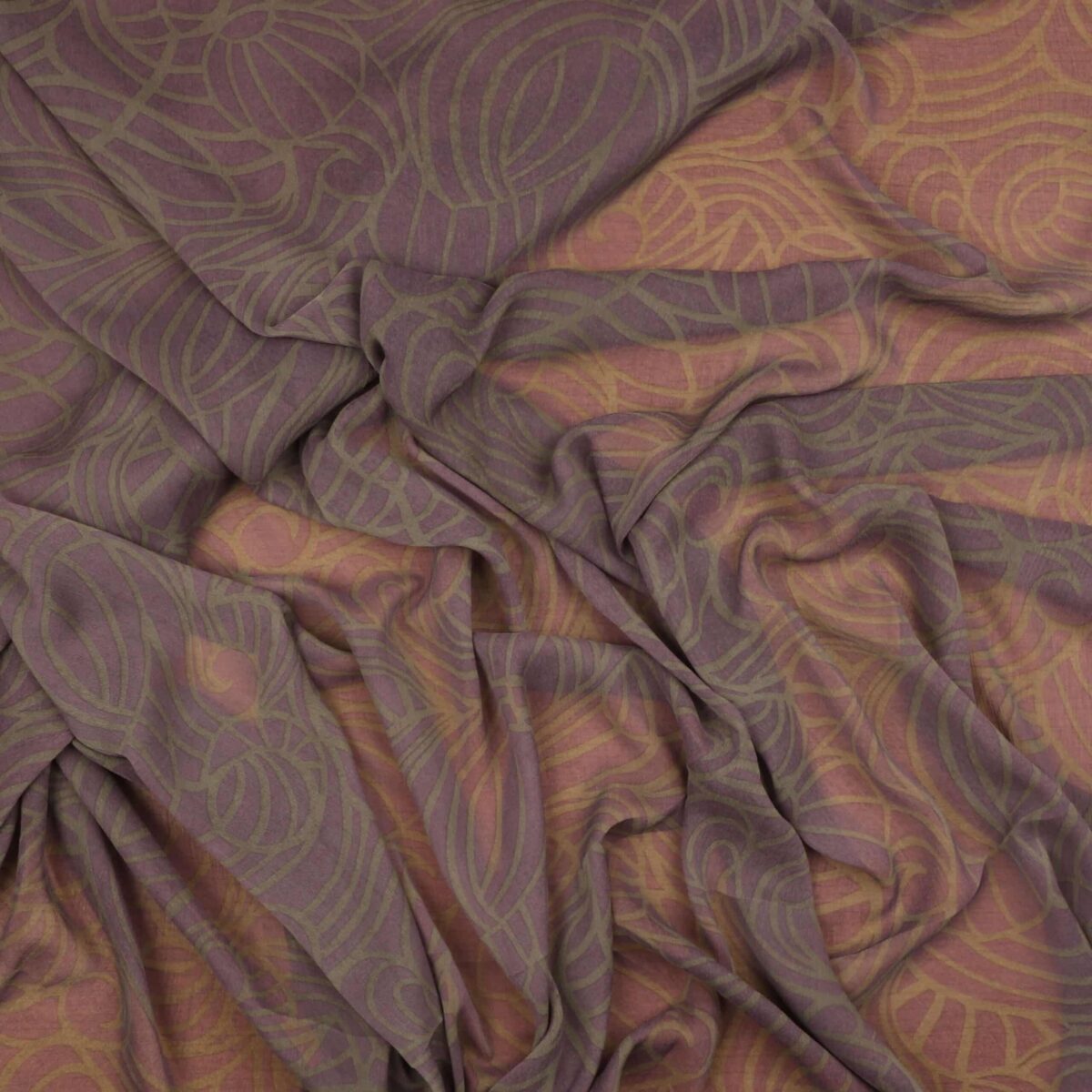 Lavendel m. gråt mønster - Chiffon Polyester