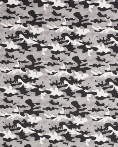 Camouflage i sort/hvid/grå - Let bomuld