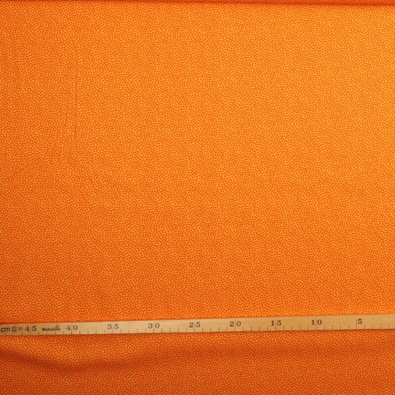 Tætte prikker, mørk orange på orange- Let bomuld - Info mangler