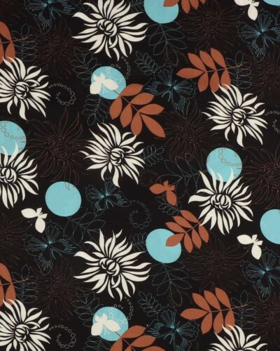 Blomster på sort - Rayon