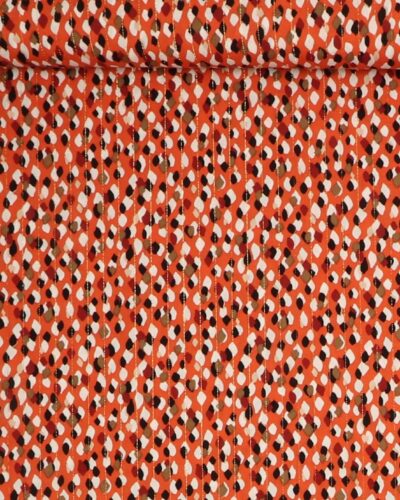 Guldtråd og brændt orange m. mønster - Rayon